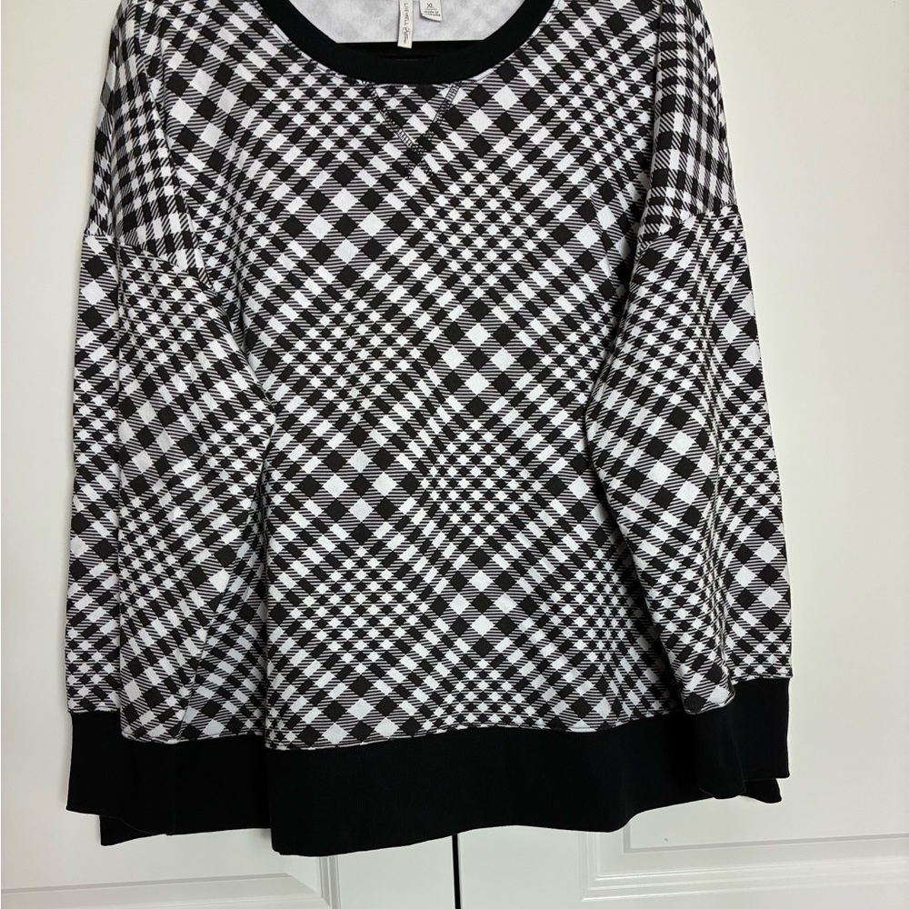 Live Well Black & White Plaid Lightweight Sweatshirt soft size XL - Picture 4 of 11